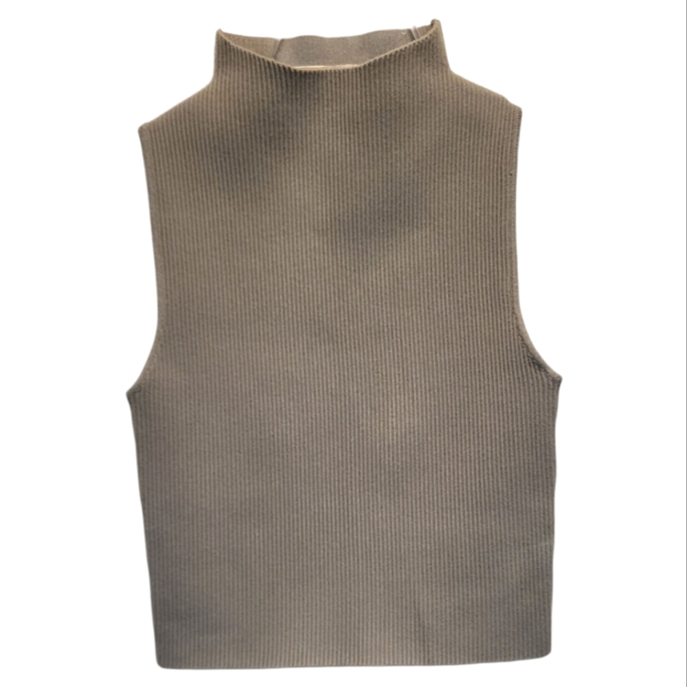 Abound Women's Putty Sleeveless Ribbed Knit Top - Size M